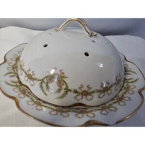 RARE Haviland France Pour Butter/Cheese Dish w/Pierced Lid-AS IS